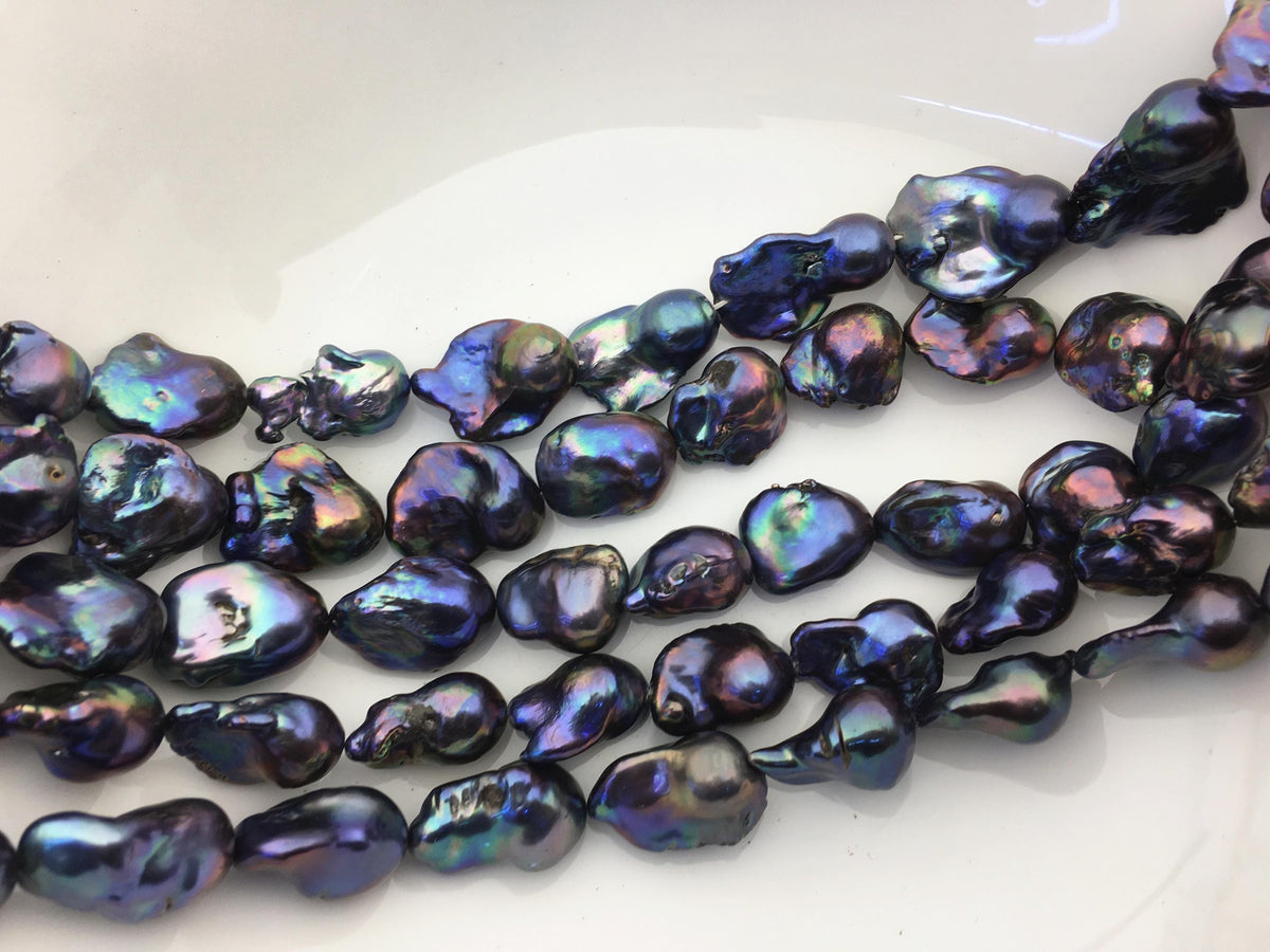 15.5'' AA 12-16mm Green Black Rainbow flame ball pearl,FL15-2A-5-19
