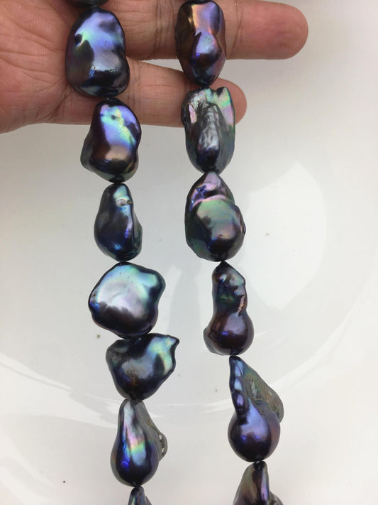 15.5'' AAA 13-18mm Black Rainbow flame ball pearl,FL15-3A-7-27