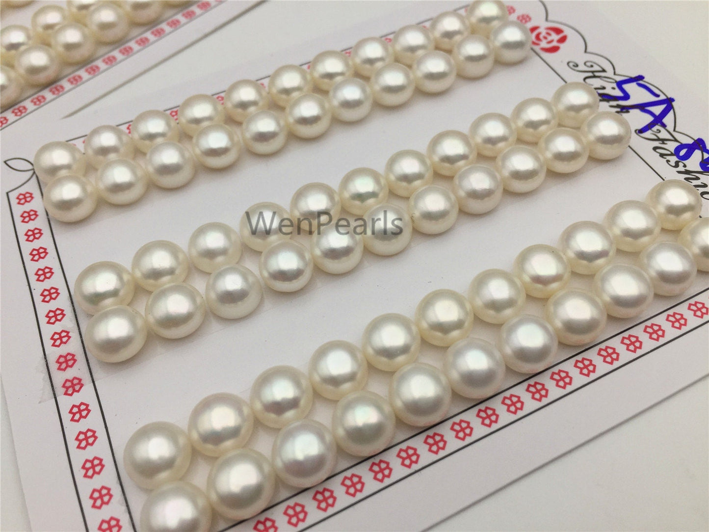 11 pairs AAA+ 8-8.5mm White button round freshwater pearls,button earrings,genuine freshwater pearls,half drilled pearls,BTN8-5A-1