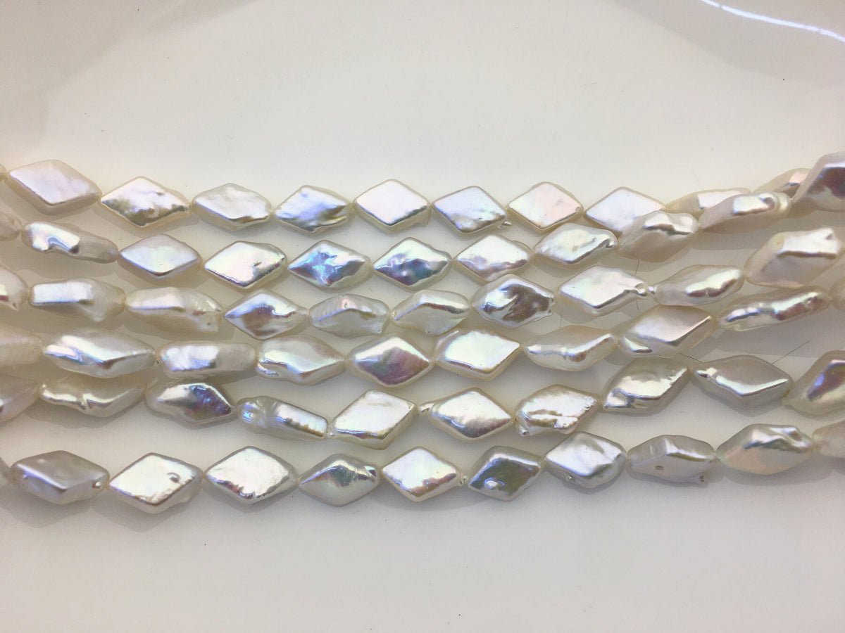 AAA+ 9-10.5mm White diamond Shape Freshwater Pearl,ZS-103-2
