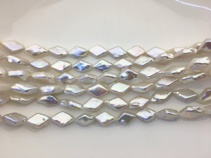 AAA+ 9-10.5mm White diamond Shape Freshwater Pearl,ZS-103-2