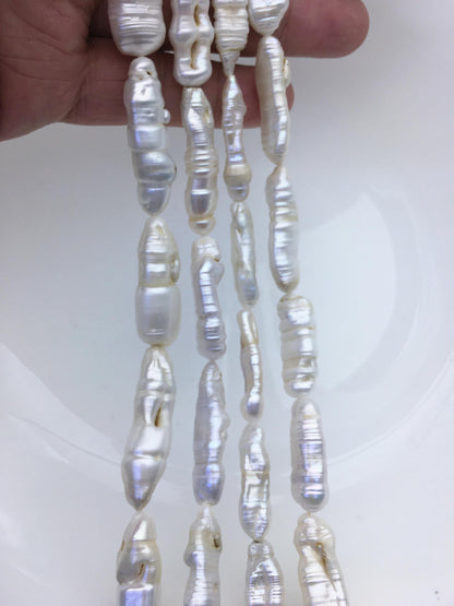 4 strands A 6-13mm white Thick Keshi Biwa Pearl Necklace,ZS-200-120-9