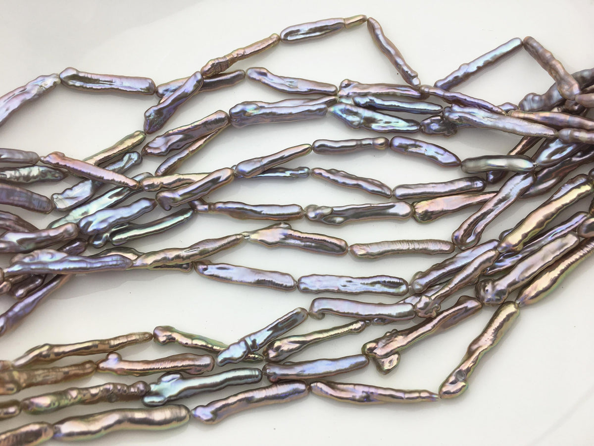 15.5'' AAA 4-7mm gray rainbow Toothpick pearls,ZS-80-27
