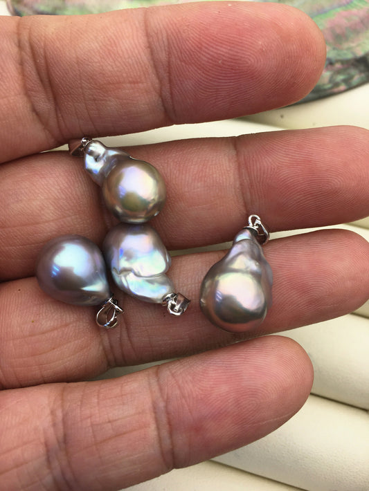 1pc AAA 12-15mm Gray Rainbow Middle Size Baroque pearl pendant,NC1-T34