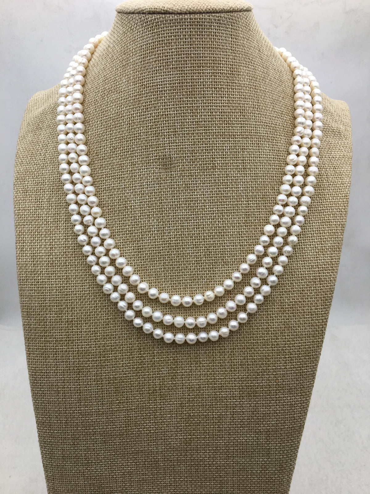 60'' AA+ 6-6.5mm white potato pearl Necklace,Wedding Necklace,NPN1-071