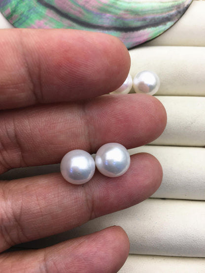 AAA- 10-11mm white round freshwater pearl stud earrings,SE3-T9-36