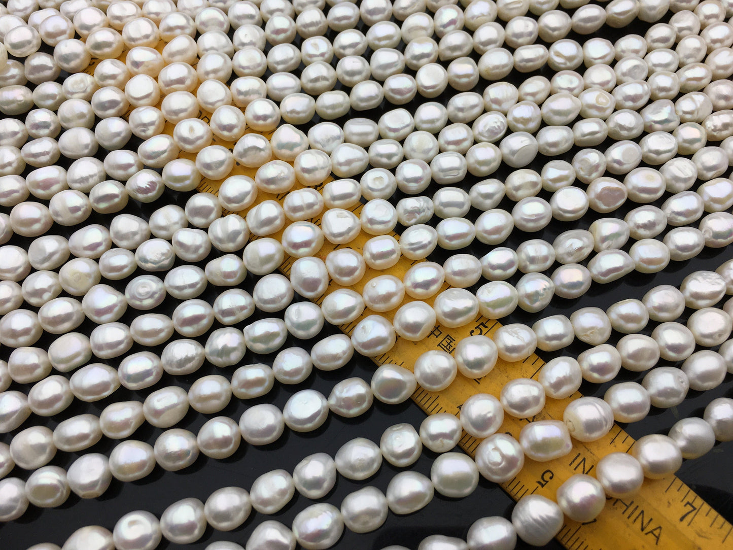 AA 7.3-8.3mm white nugget freshwater pearls,white cultured freshwater nugget pearl bead string,LM8-2A-6