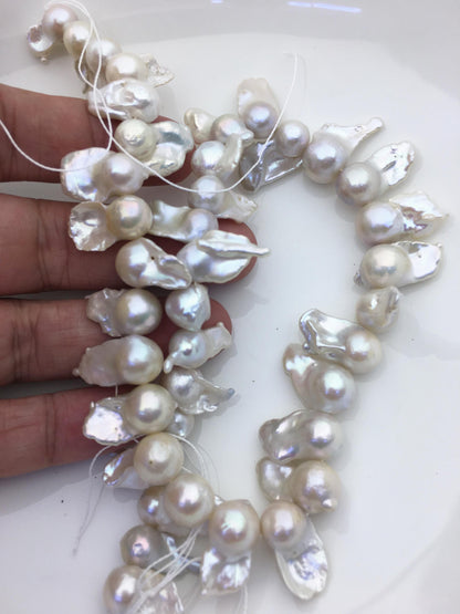 15.5'' AA+ 9-11mm white flame ball pearl,FL15-2A-5-4