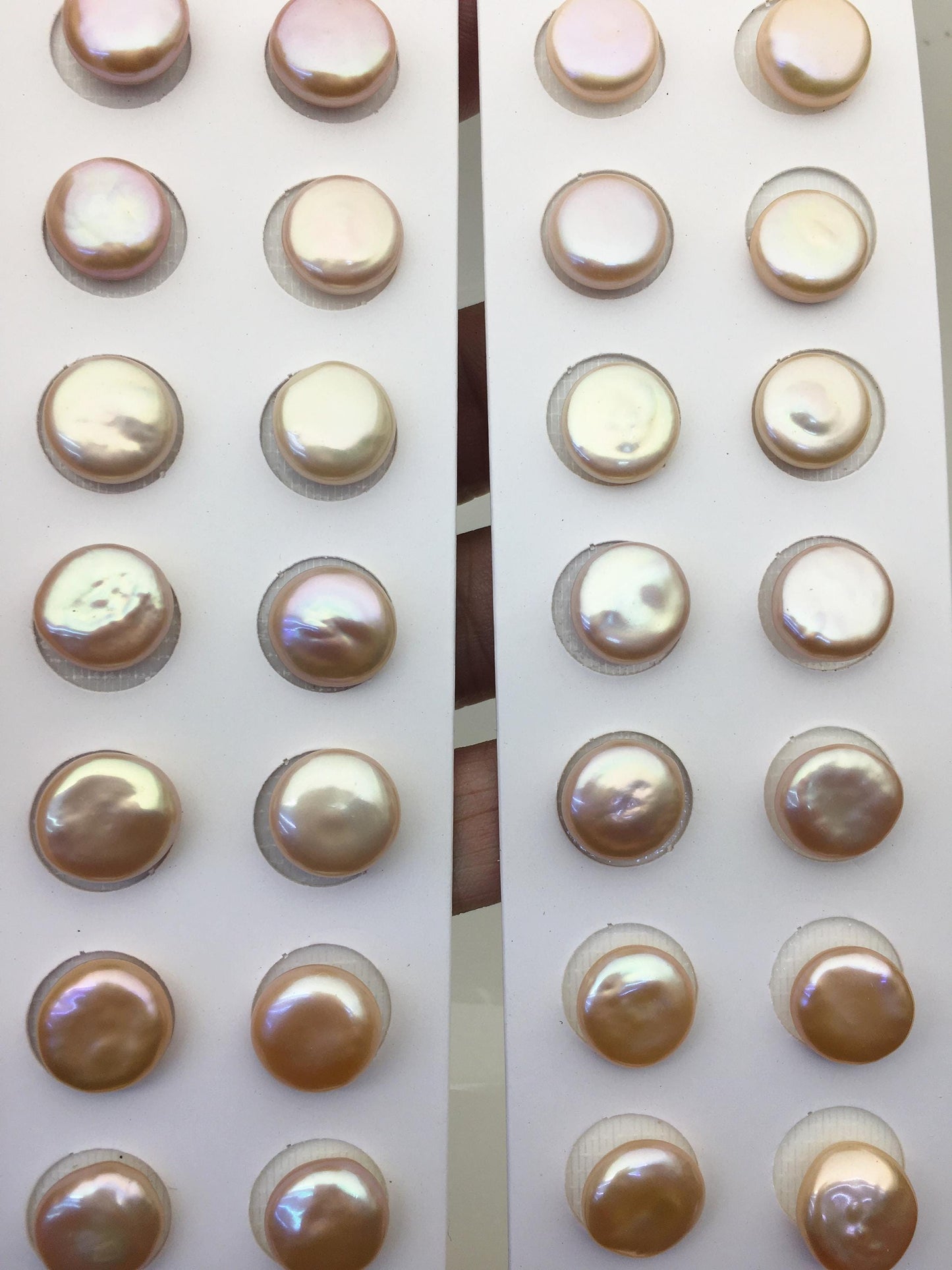 2 pairs AAA 12-13mm Pink Coin Freshwater Loose Pearls Pair,For make Pearl Jewelry,0.9mm half hole,COIN11-3A-3-4