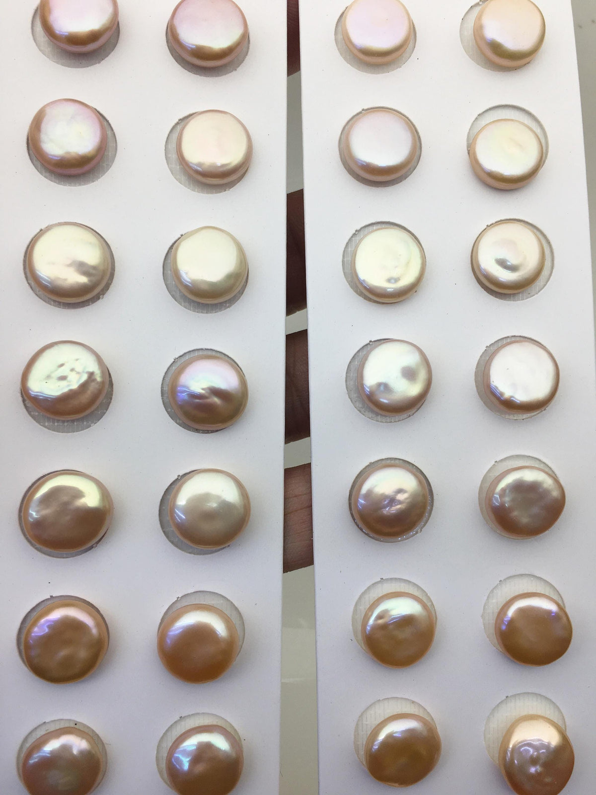 2 pairs AAA 12-13mm Pink Coin Freshwater Loose Pearls Pair,For make Pearl Jewelry,0.9mm half hole,COIN11-3A-3-4