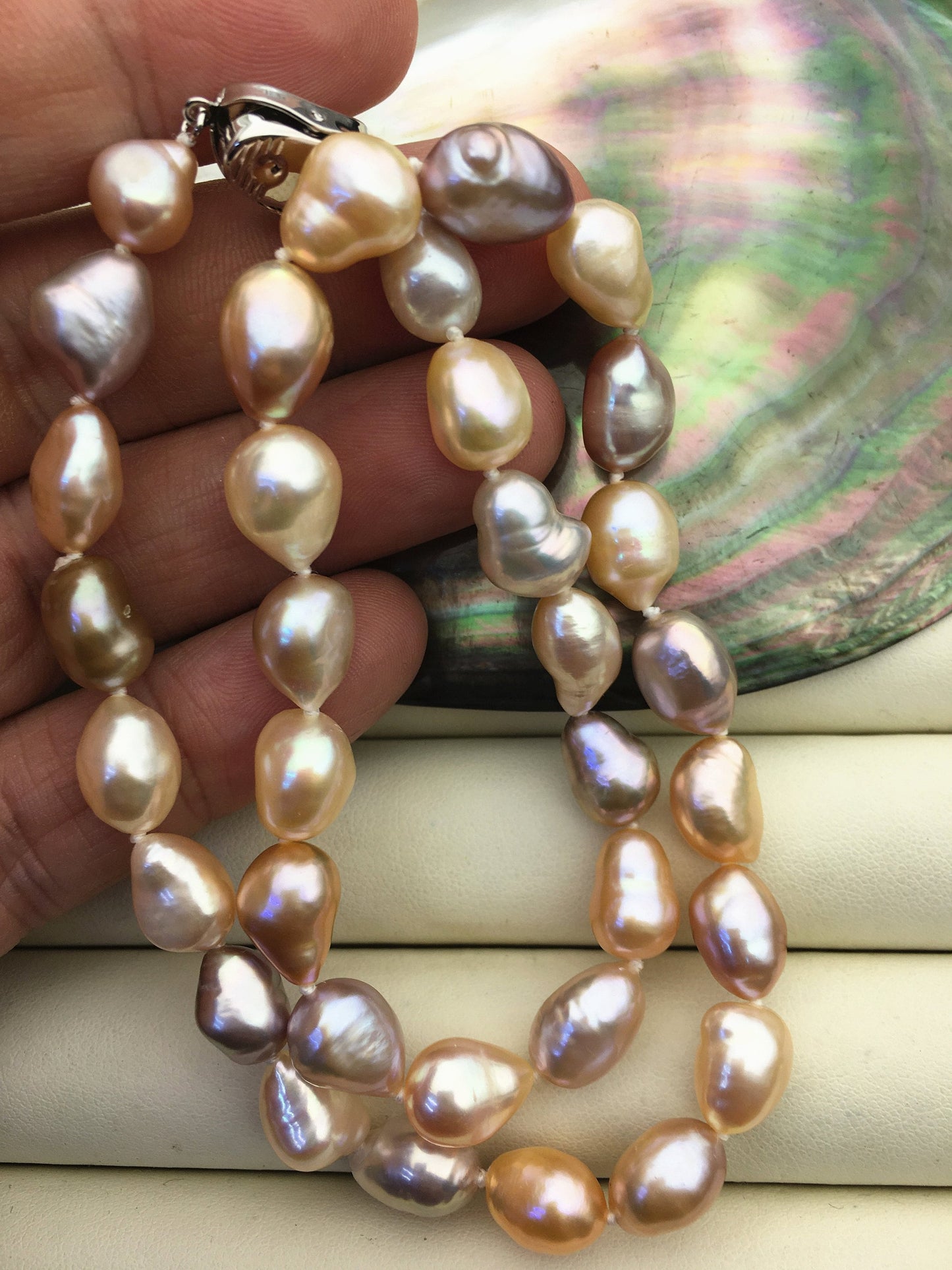 17.5'' AAA 9mm Pink Purple Mix Color Nugget Pearl necklace,pearl necklace, NPN1-021
