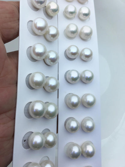 5 pairs AA+ 10-11mm white round freshwater pearls pair,no hole,RP10-3A-8