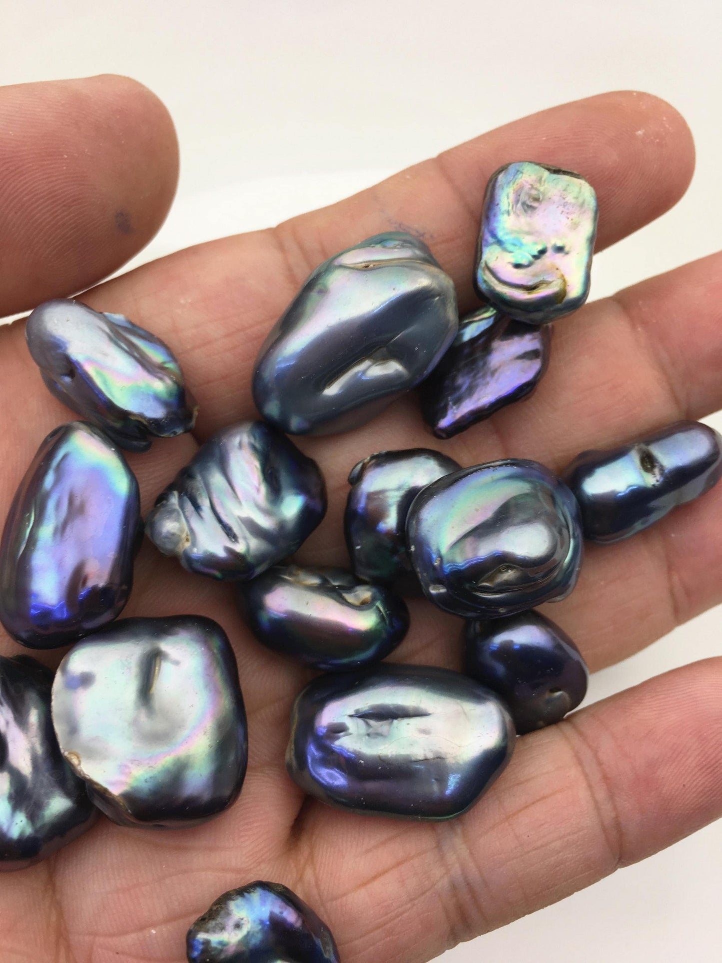 27pcs A 14-18mm black blue green baroque freshwater pearls, no hole,ZS-T28