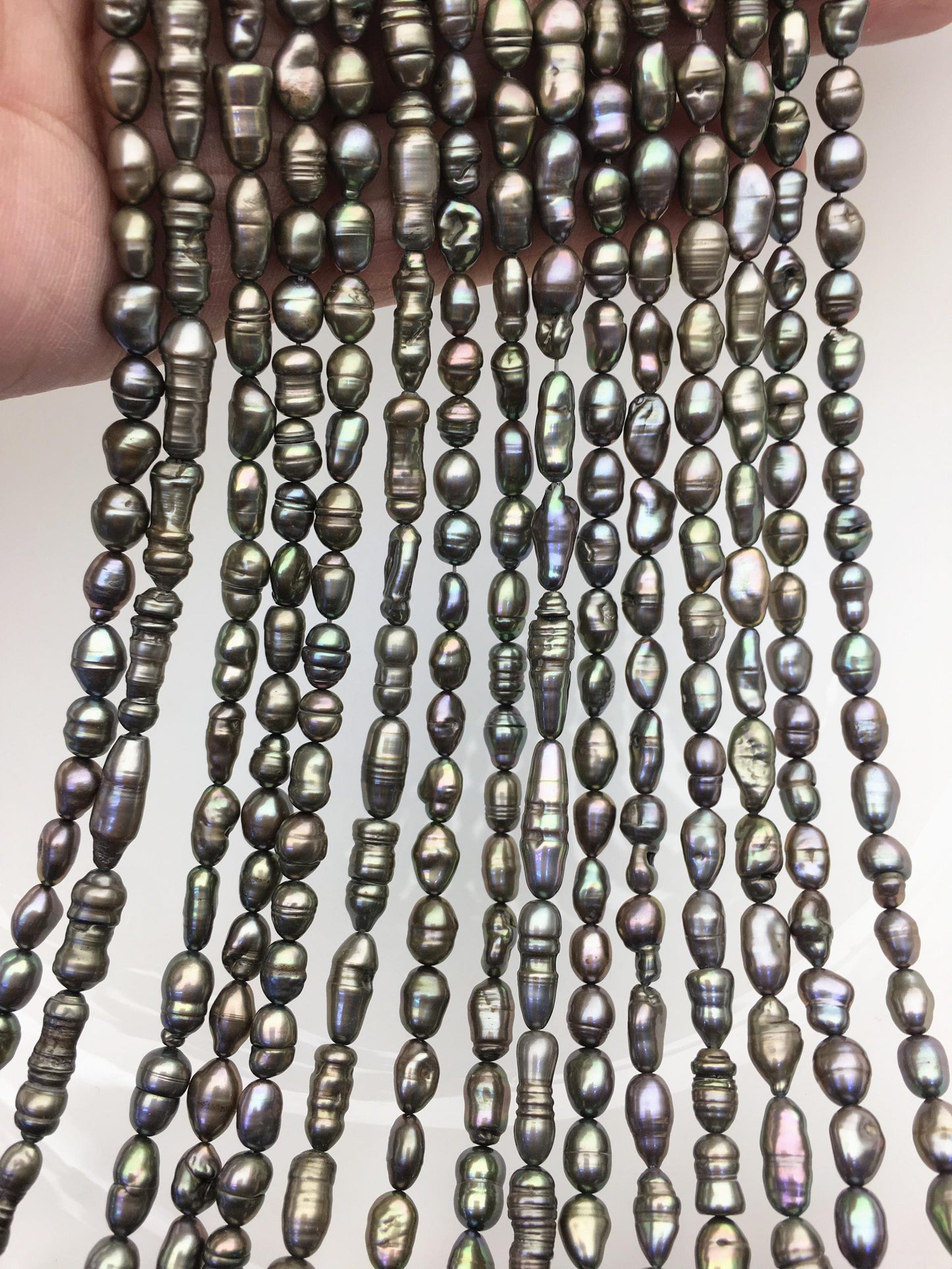 AA+ 5-6mm green toothpick Biwa Pearl Necklace,Genuine Fresh Water Pearl,Wedding Necklace,Mothers Day,ZS-80-10-16