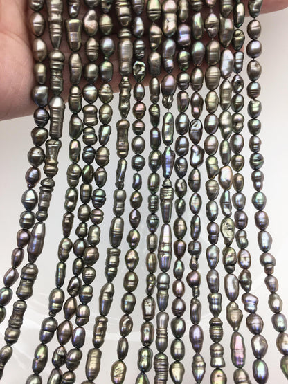 AA+ 5-6mm green toothpick Biwa Pearl Necklace,Genuine Fresh Water Pearl,Wedding Necklace,Mothers Day,ZS-80-10-16