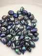 52pcs AA 10-14mm black blue green baroque freshwater pearls, no hole,ZS-T42