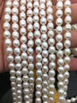 AA+ 5.7-6.3mm*7-7.6mm white oval rice freshwater pearls,diy pearl beads,gift for her,Christmas,LR6-2A-2