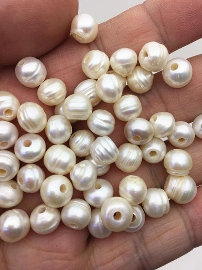 20pcs AA 8.3-9.2mm white button round freshwater pearls,2.2mm large hole,Rondelle white pearl Beads,SM8-T2