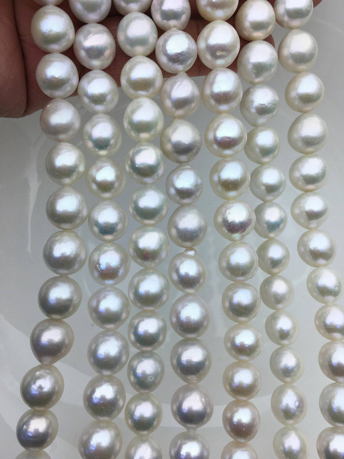 AA+ 10-12mm white oval near round Edison Freshwater Pearl,ED12-2A-5-37
