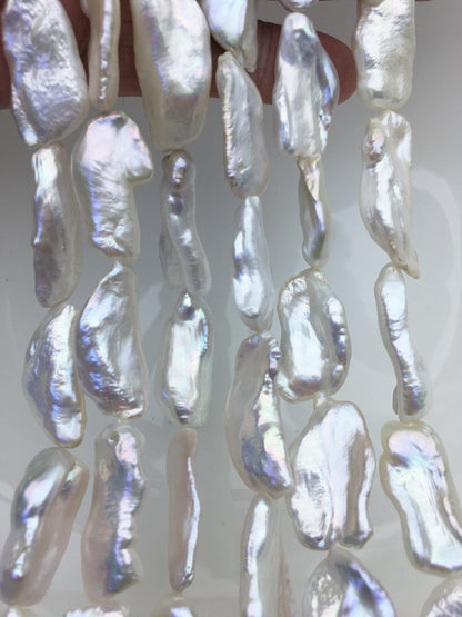 AAA 12-15mm white Keshi Biwa Pearl Necklace,ZS-200-120-22