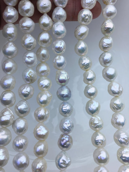 AA+ 9-11mm white baroque near round Edison Freshwater Pearl,ED12-2A-5-59