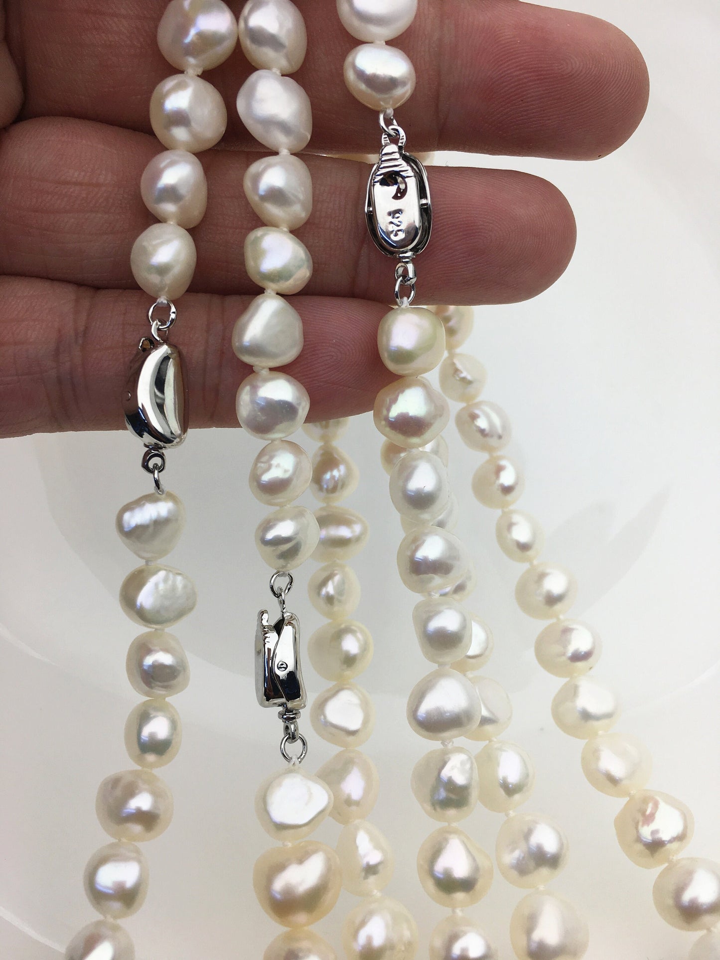 17.5'' AAA 8-9mm White Nugget Freshwater Pearl necklace,NPN1-T44