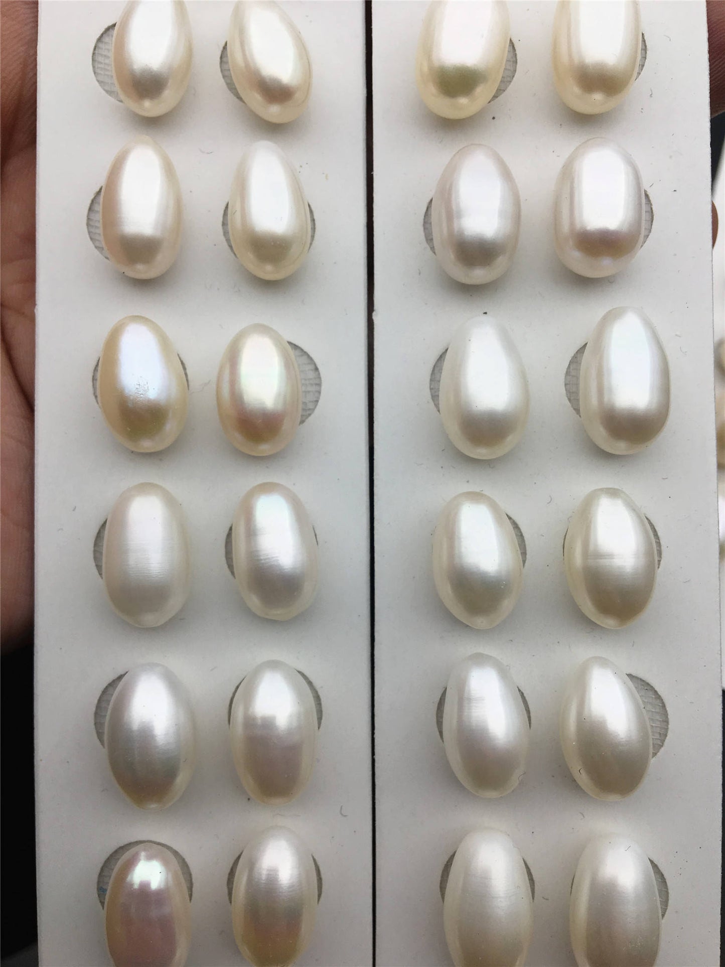 AAA 8.5-9.5x11.5-13.5mm white LONG rice freshwater pearls,dangle pearl earrings,white rice pearls, custom hole,LR9-3A-11