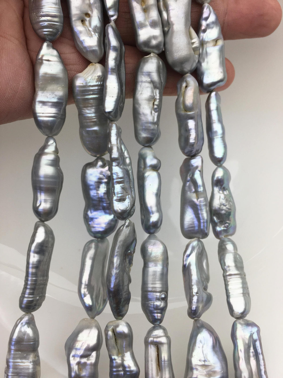 AA 9-12mm Gray Thick Biwa keshi Freshwater Pearl,ZS-200-83