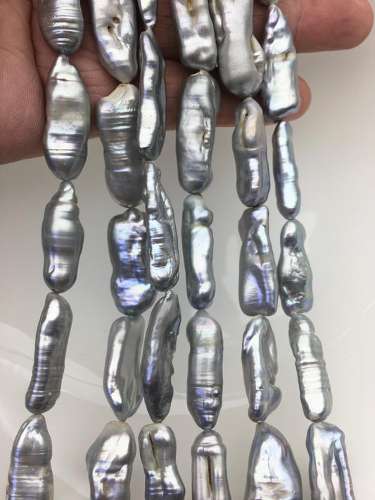 AA 9-12mm Gray Thick Biwa keshi Freshwater Pearl,ZS-200-83