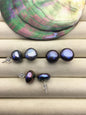 AA+ 13-14mm big black blue button round Pearl Stud Earrings,freshwater pearl earrings,Wedding,classic pearl studs,SE1-069-34