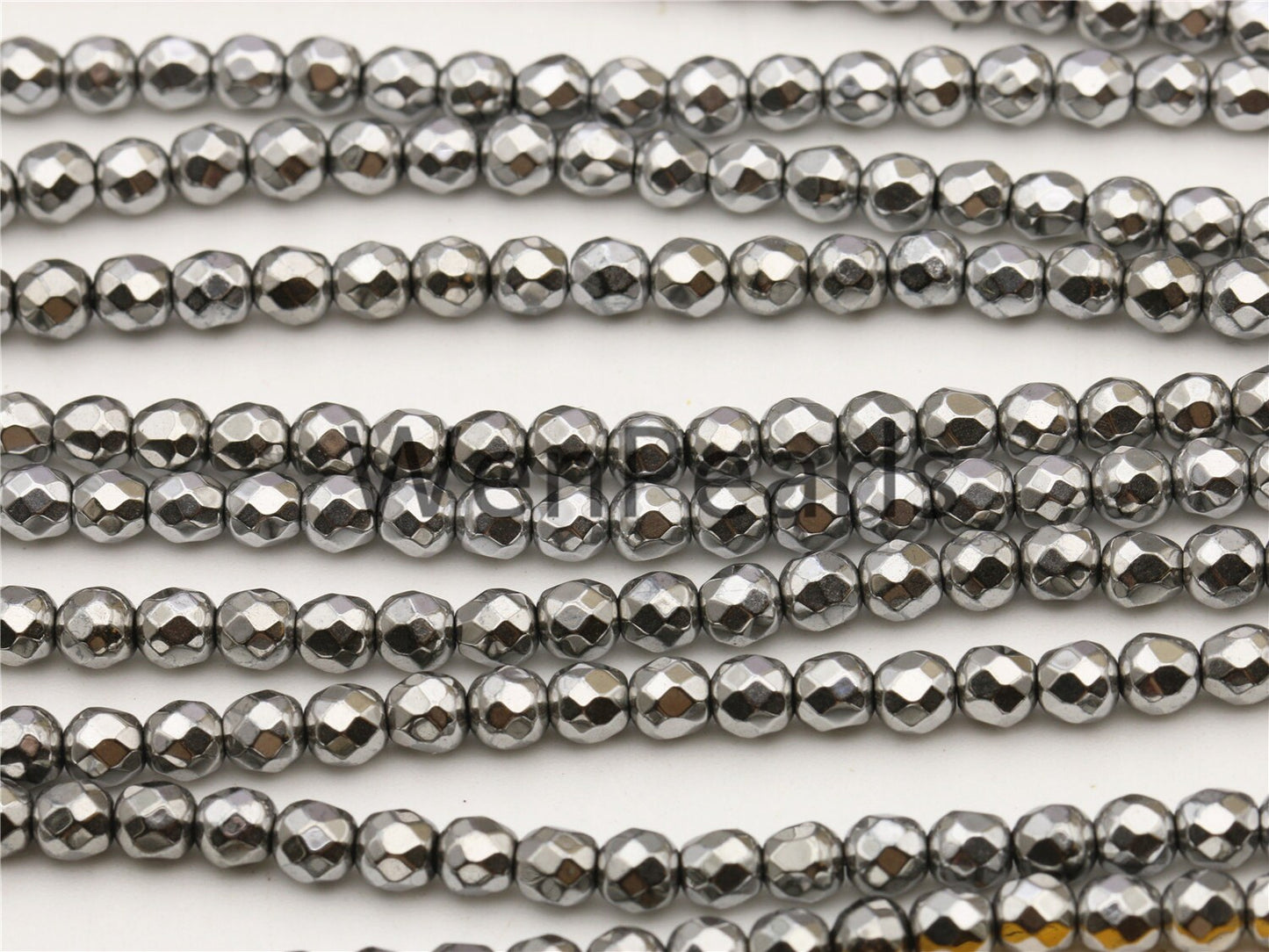 Hematite silver Gray,4mm Faceted Round,AAA, 105pcs,15.5 inches,G50-R4-003
