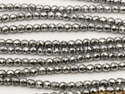 Hematite silver Gray,4mm Faceted Round,AAA, 105pcs,15.5 inches,G50-R4-003