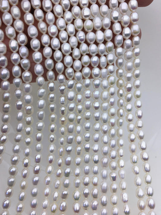 AA+ 5-6mm*6-7.5mm white rice freshwater pearls, white rice pearl,Freshwater Pearl Rice Beads,LR5-2A-2