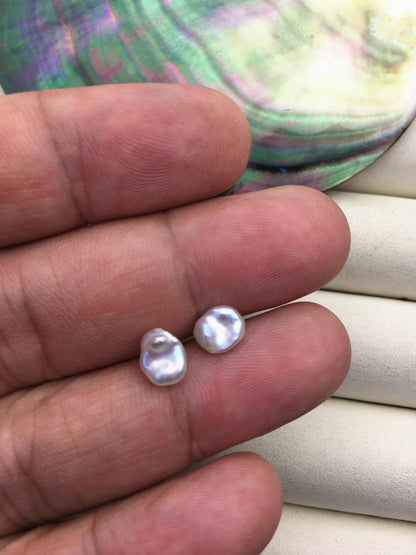 2 pairs AAA 6-7mm White keshi pearls Pair,for make stud earrings,half hole,loose pearl beads,very high luster,ZS-127-62-2