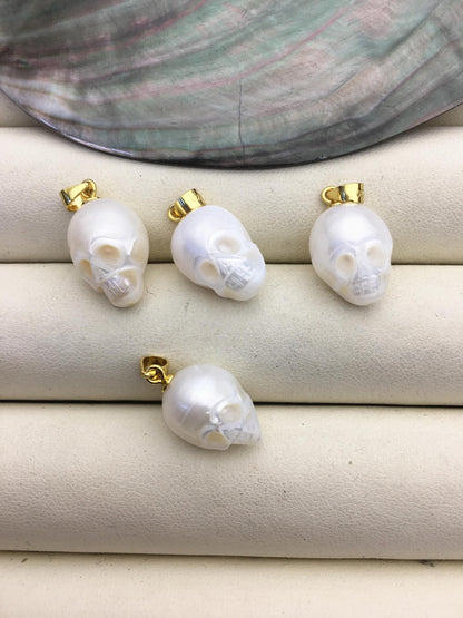 1pc AAA 9-11mm White HandMade Carved Skull Freshwater Pearl Beads For necklace pendant earrings,DIY pearl,NC1-010