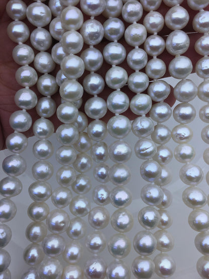 17.5'' AA+ 8-10mm white baroque near round edison freshwater Pearl necklace,genuine Natural Pearl Necklace,NPN1-T30-13