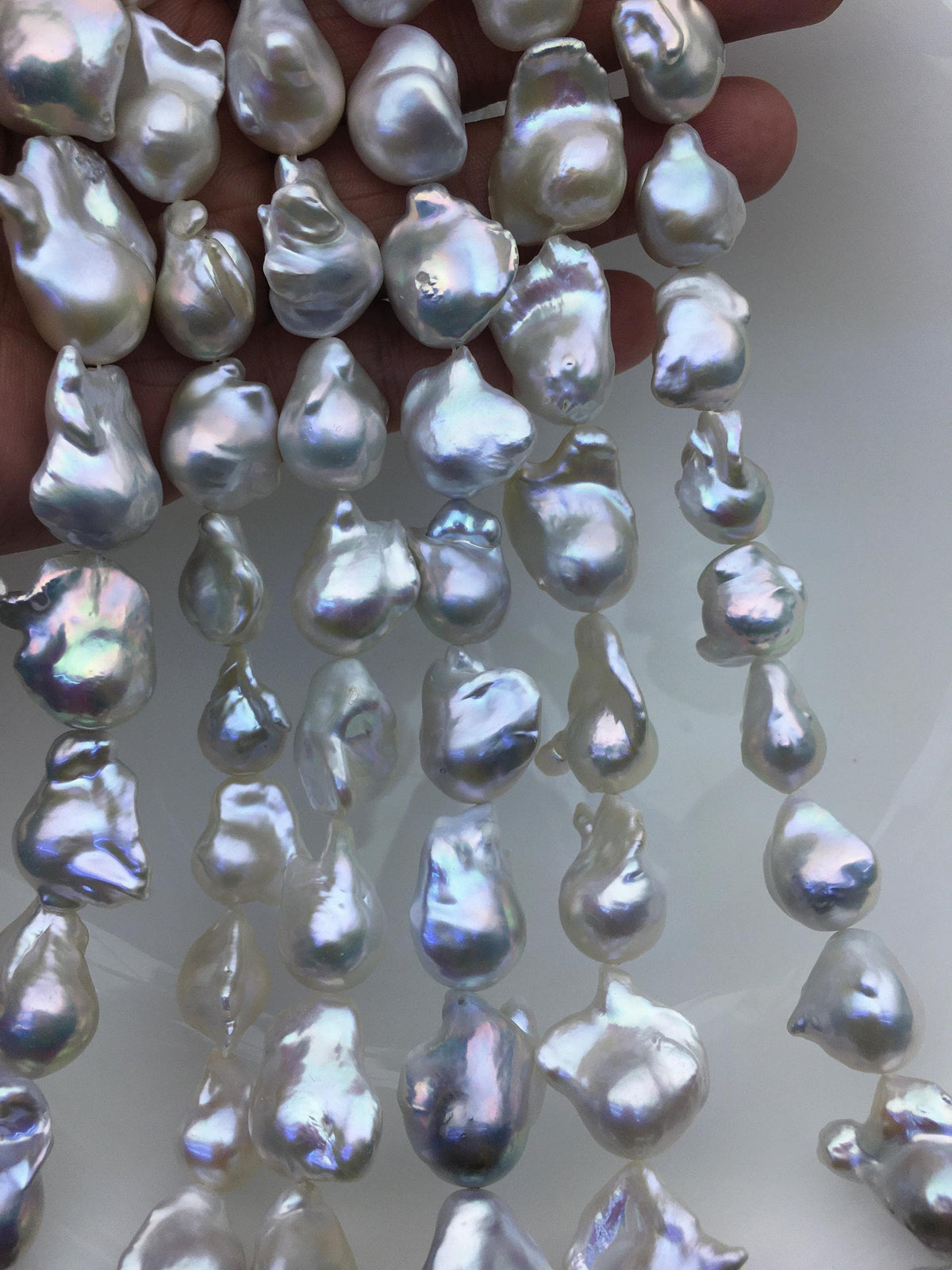 15.5'' AAA 13-18mm white flame ball pearl,FL15-3A-7-1