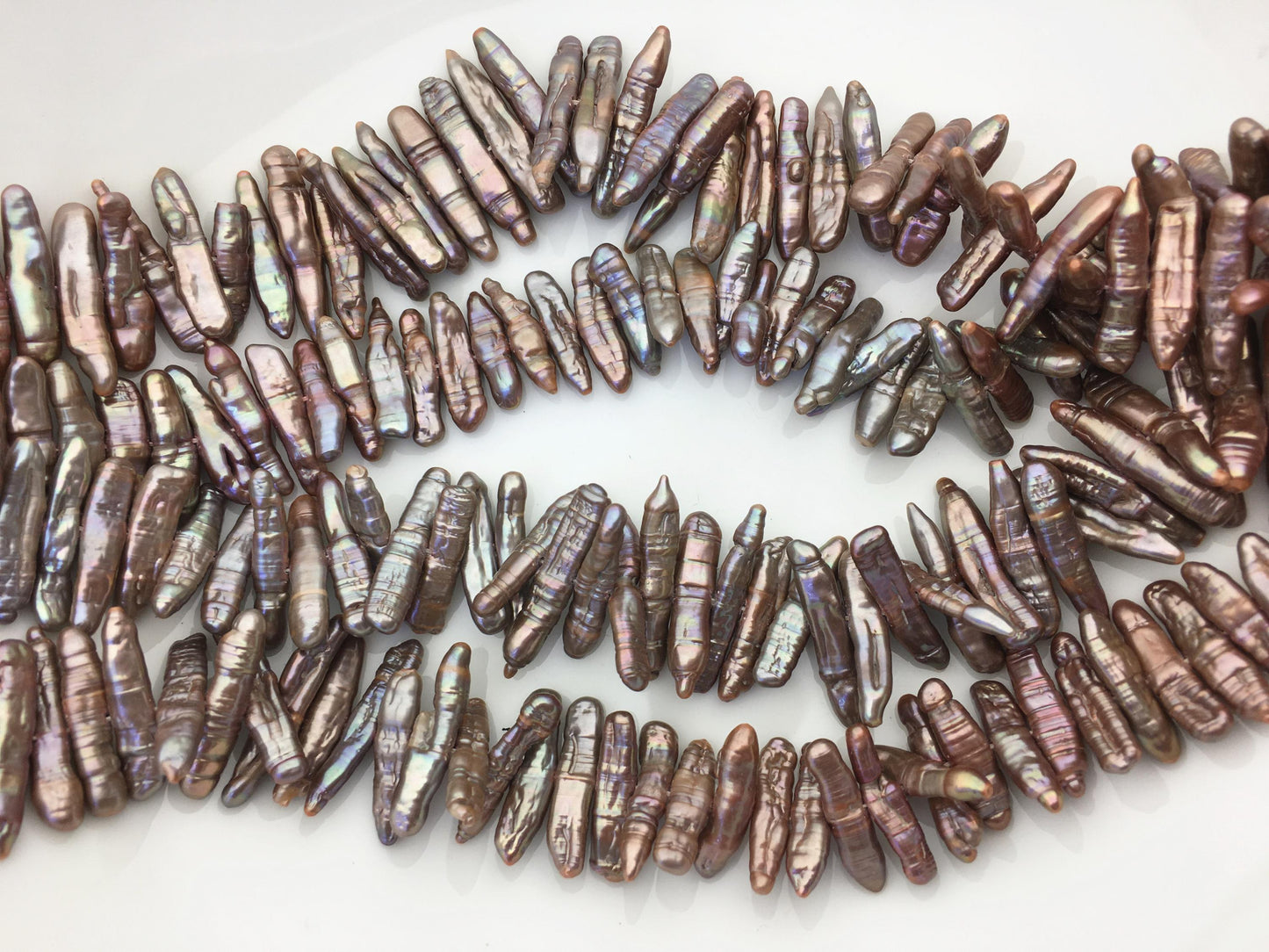 AA 5-6mm brown Biwa Pearl Necklace,Genuine Fresh Water Pearl,Wedding Necklace,Mothers Day,ZS-80-10-3