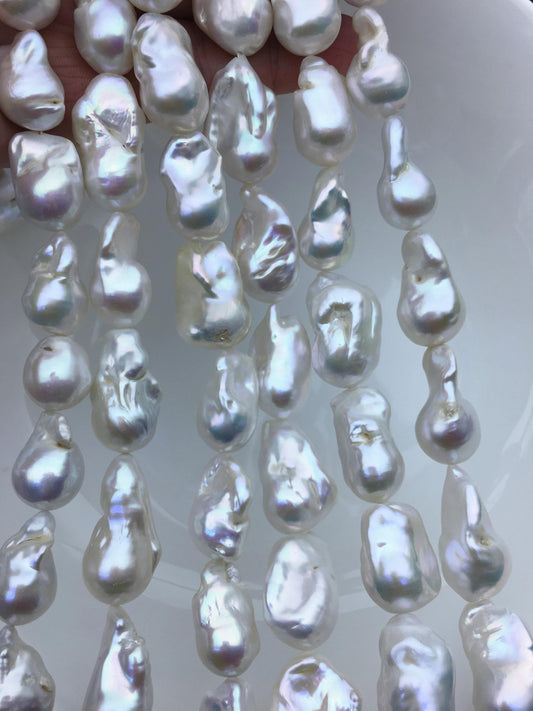 15.5'' AA 12-15mm white flame ball pearl,FL15-2A-5-6