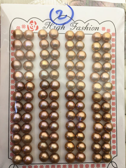52pairs AAA 6.5-7mm Brown Button Round pearls pairs,for design for stud earrings,BTN6-T2
