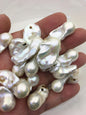 46pcs A 13-20mm white flame ball pearl,2.2mm large hole,FL15-T4-7
