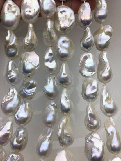 15.5'' AA 15-17mm Big white flame ball pearl,FL15-2A-5-17
