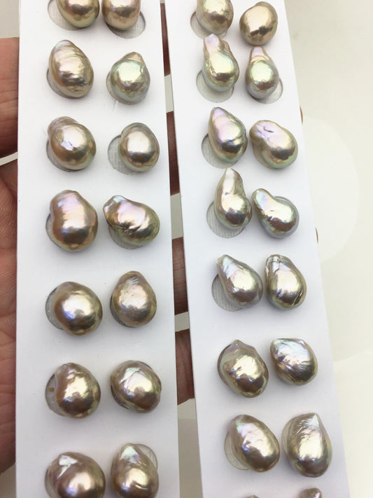 5pairs AAA 9-10mm rainbow baroque drop edison freshwater pearl Pair,no hole,ED11-3A-2-12