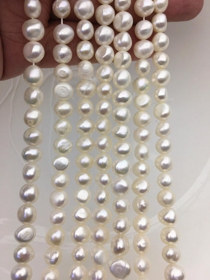 AAA 7.3-8.4mm white nugget freshwater pearls,irregular pearl,Cultured Pearl Beads,Loose Pearls Bulk Supplies,LM8-3A-10