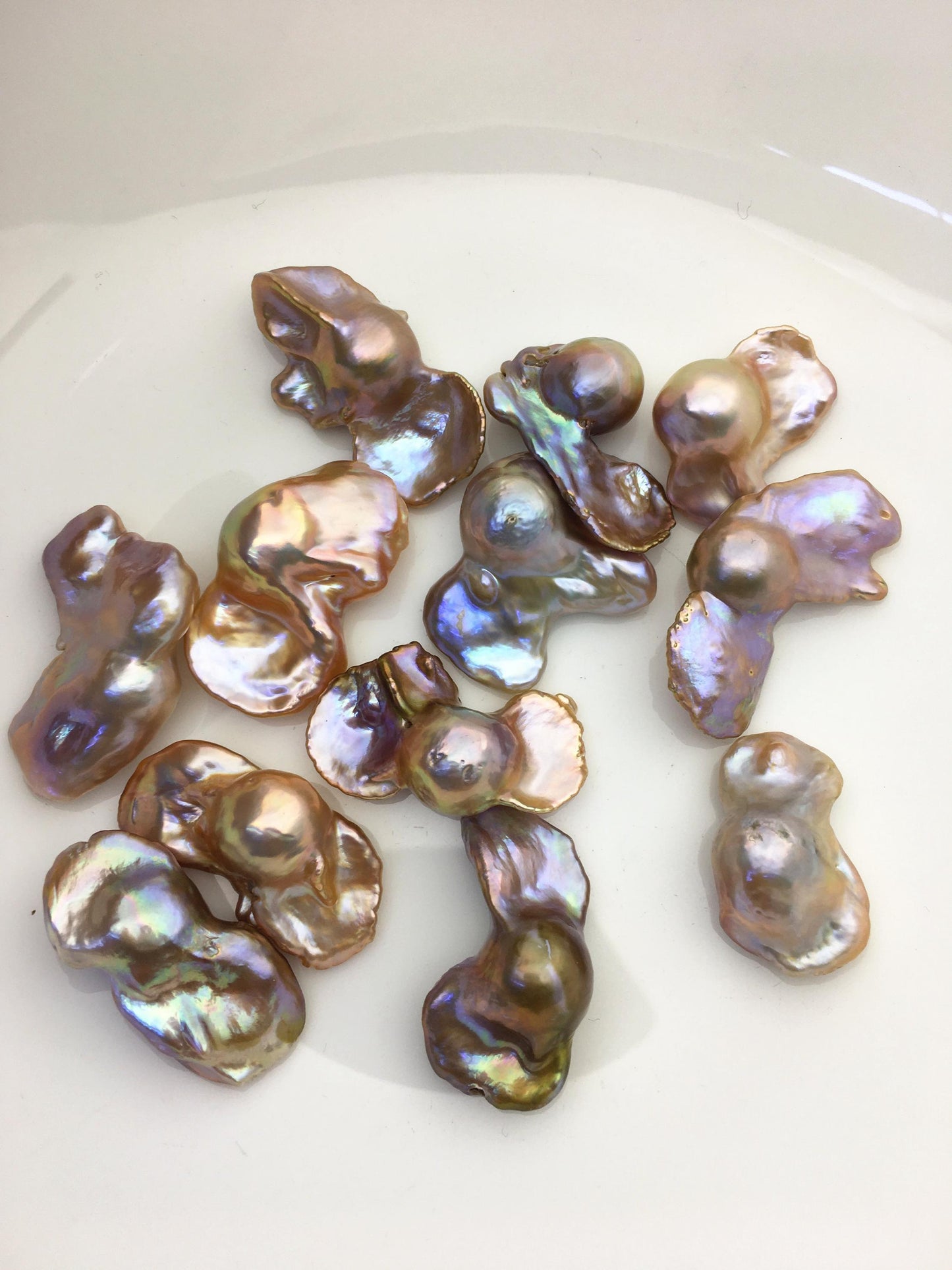 12pcs AAA/AA+ 16-21mm baroque Natural rainbow color Flame ball Pearl - no hole,FL15-T4-15