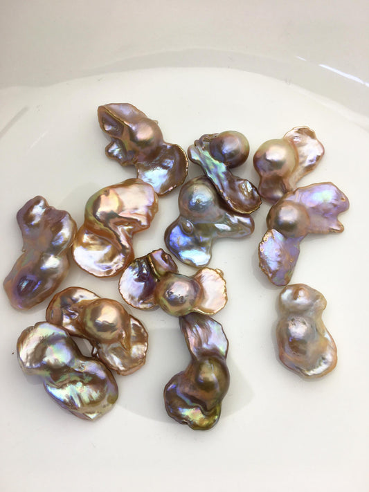 12pcs AAA/AA+ 16-21mm baroque Natural rainbow color Flame ball Pearl - no hole,FL15-T4-15