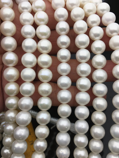 AA+ 8.5-9.5mm white round freshwater pearls,full strand,good luster pearl,RP9-2AY-BDa-1