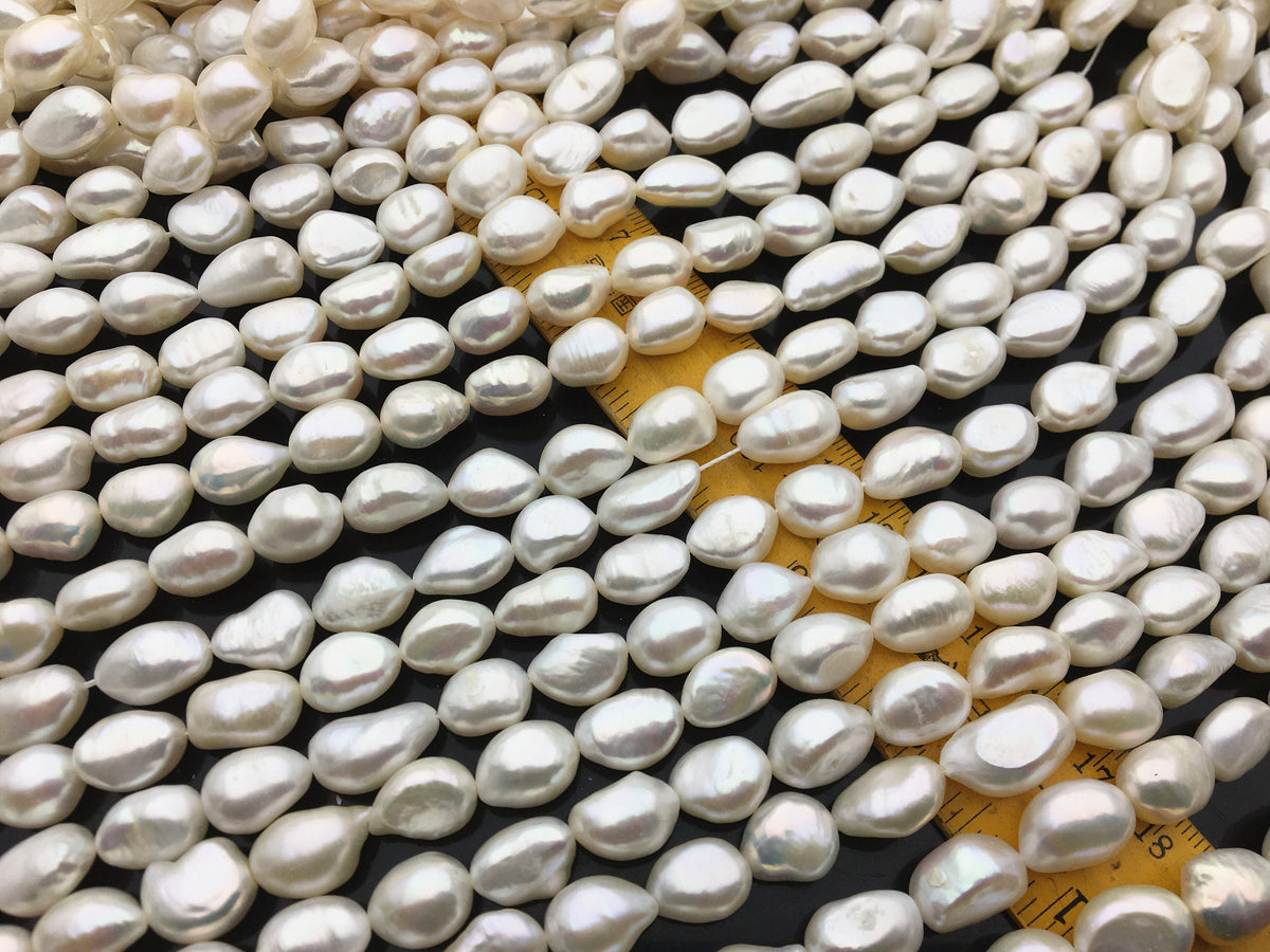 AA 9.5-10.4x12-14mm white LONG nugget pearls,Loose Pearls Bulk Supplies,Cultured Pearl Beads,,LM10-2A-18