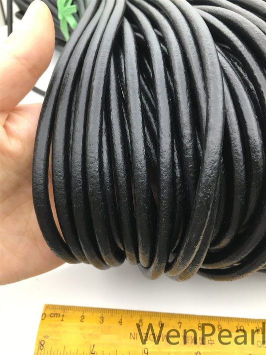 1/2/5/10 yards 6mm Black Color Round Leather Cord,Wholesale Jewelry Supplies,Distressed Matte Finish,LC6-204