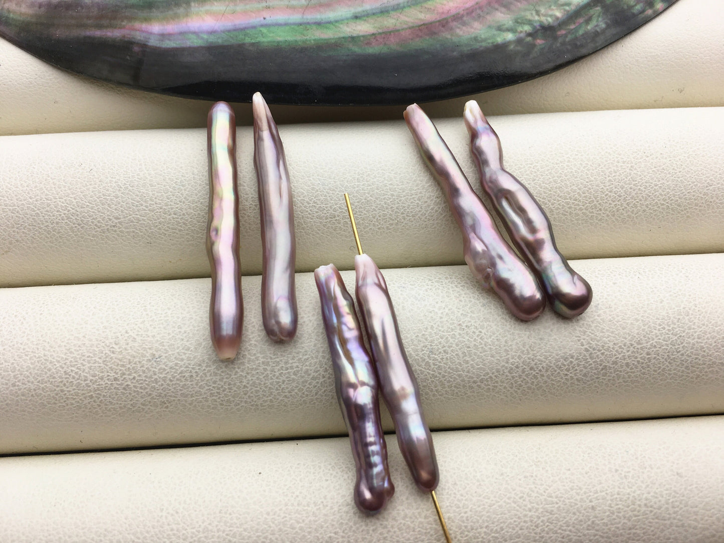 AAA- 4-6x25-32mm Purple Toothpick pearls Pair,for make dangle earrings,0.9mm through hole,ZS-127-62-35